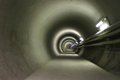 A tunnel of Grimsel (Switzerland) laboratory where explorations are carried out for constructing a deep geological repository. 